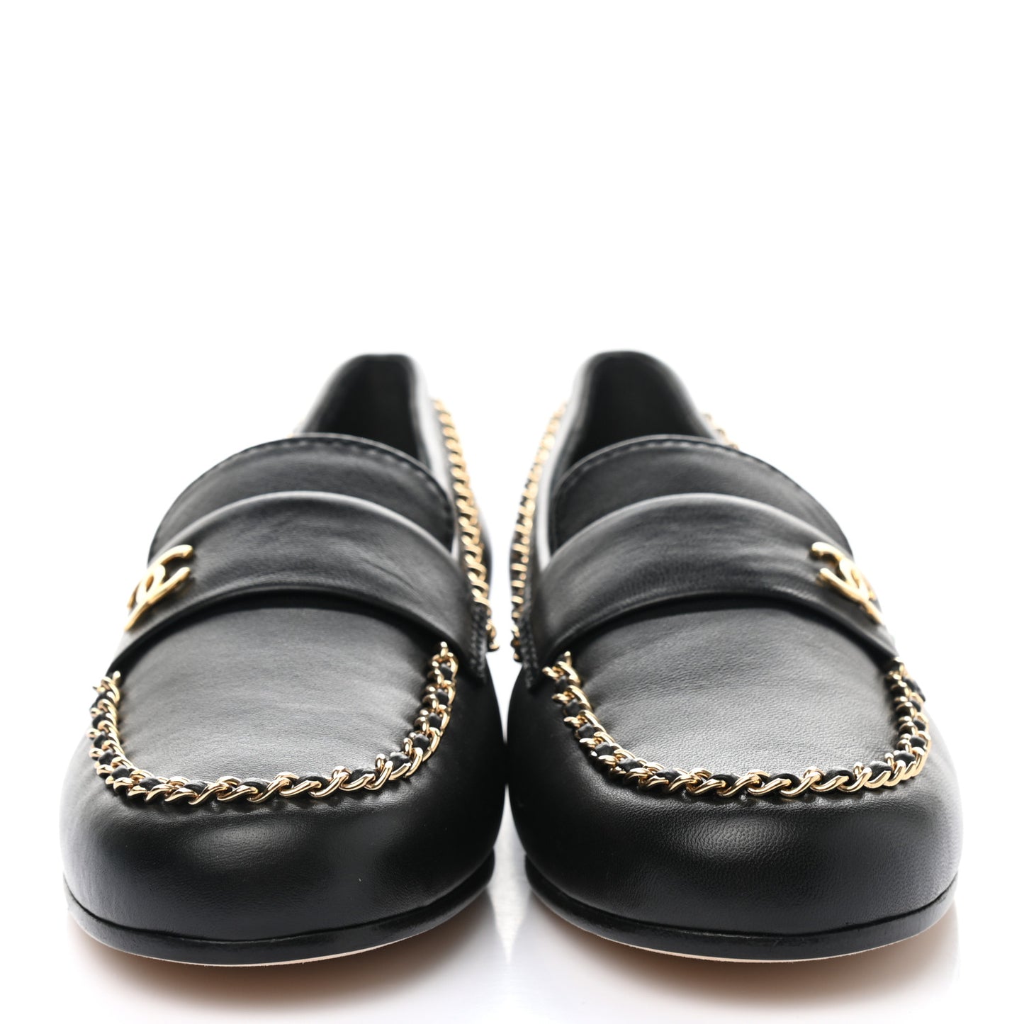 Lambskin CC Chain Mocassin Loafers 36 Black