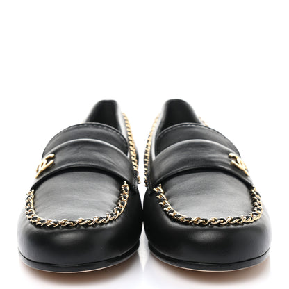 Chanel Lambskin CC Chain Mocassin Loafers 36 Black 2 of 9