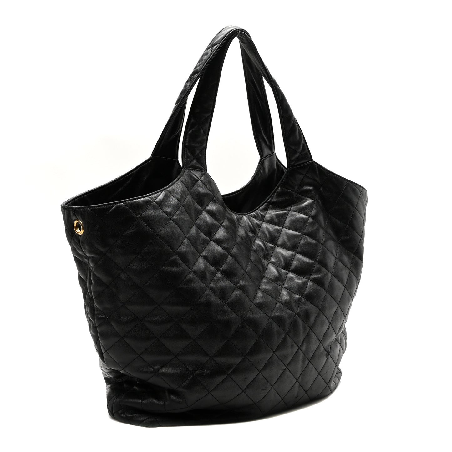 Lambskin Quilted Maxi Icare Shopping Tote Black