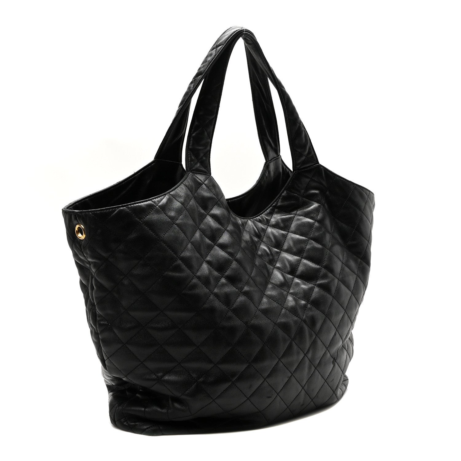 Saint Laurent Lambskin Quilted Maxi Icare Shopping Tote Black 4 of 11