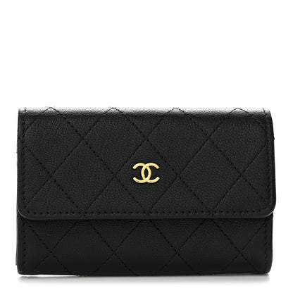 Chanel Goatskin Quilted Flap Card Holder Wallet Black 1 of 9