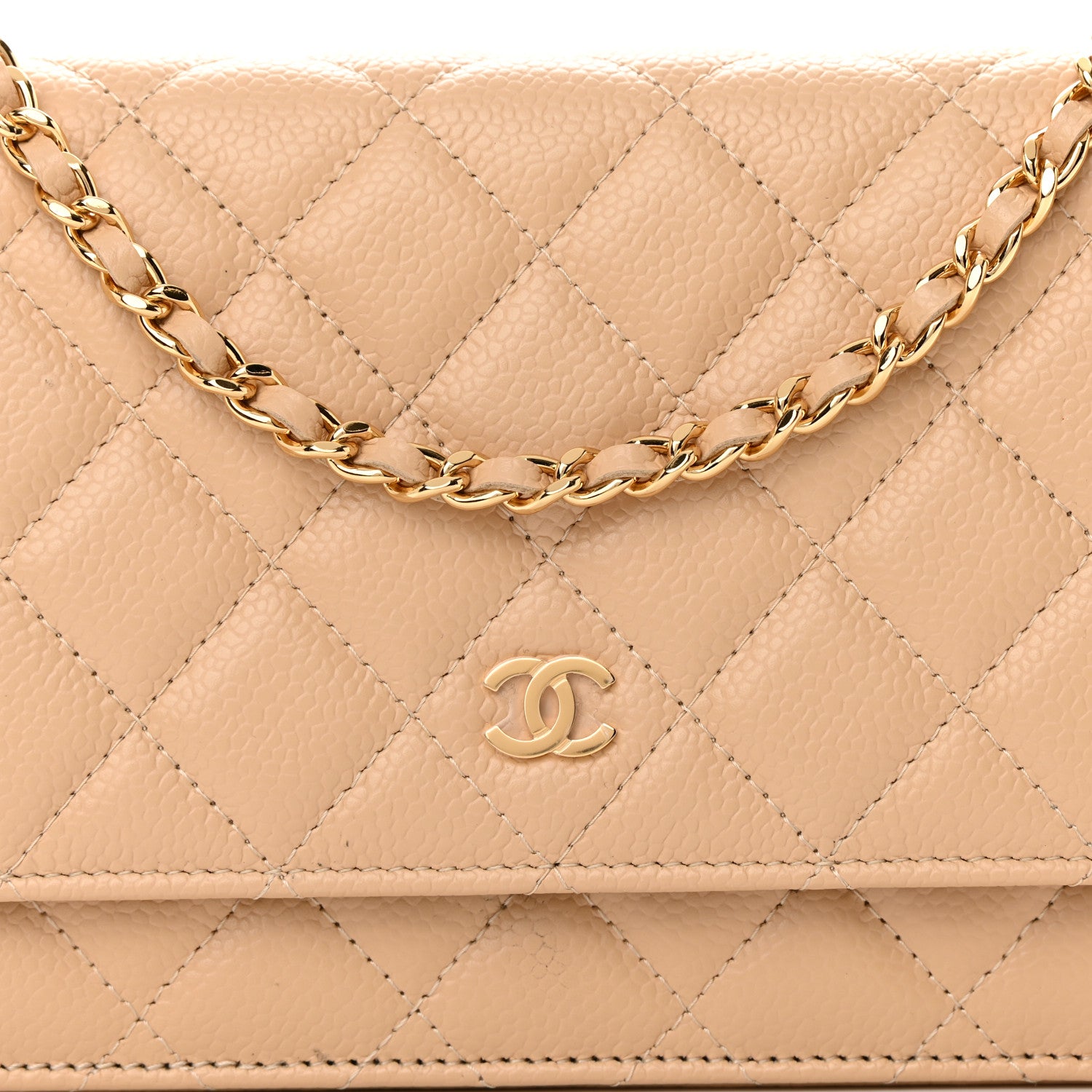Chanel Caviar Quilted Wallet On Chain WOC Beige 9 of 16
