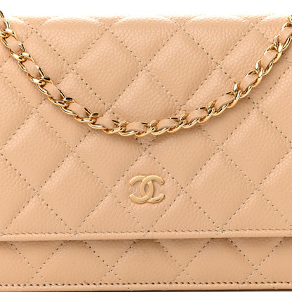 Chanel Caviar Quilted Wallet On Chain WOC Beige 9 of 16