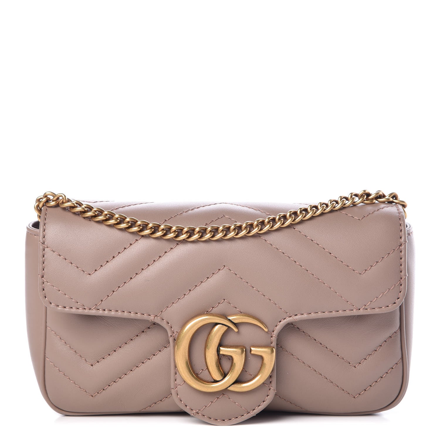 Gucci Calfskin Matelasse Super Mini GG Marmont Shoulder Bag Porcelain Rose 1 of 7