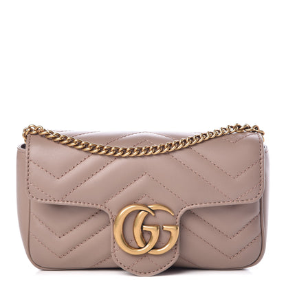 Gucci Calfskin Matelasse Super Mini GG Marmont Shoulder Bag Porcelain Rose 1 of 7