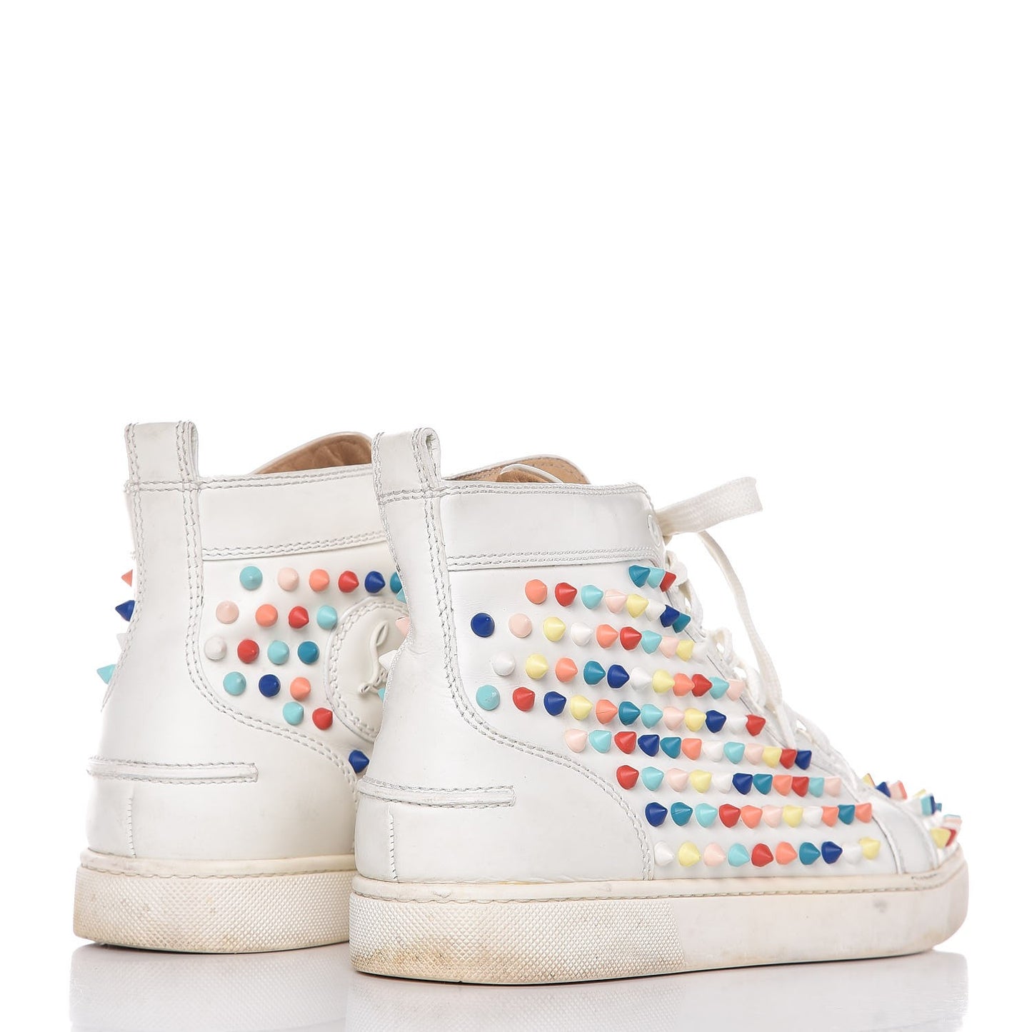 Calfskin Louis Spikes Flat Sneakers 40 White Multi