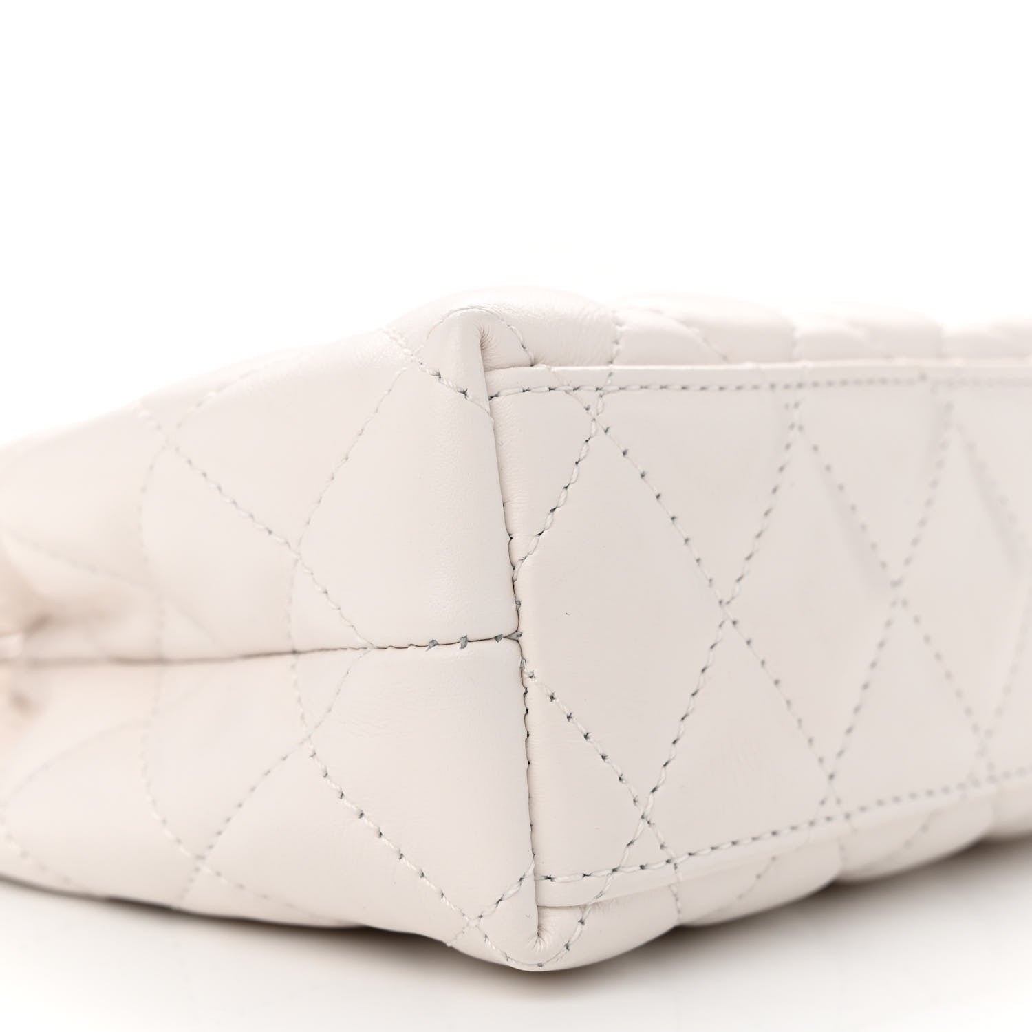 Chanel Shiny Aged Calfskin Quilted Nano Kelly Shopper White 9 of 12