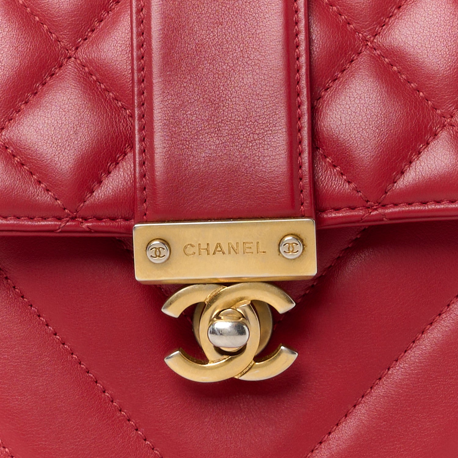 Chanel Calfskin Quilted Chevron In The City Bag Red 9 of 14
