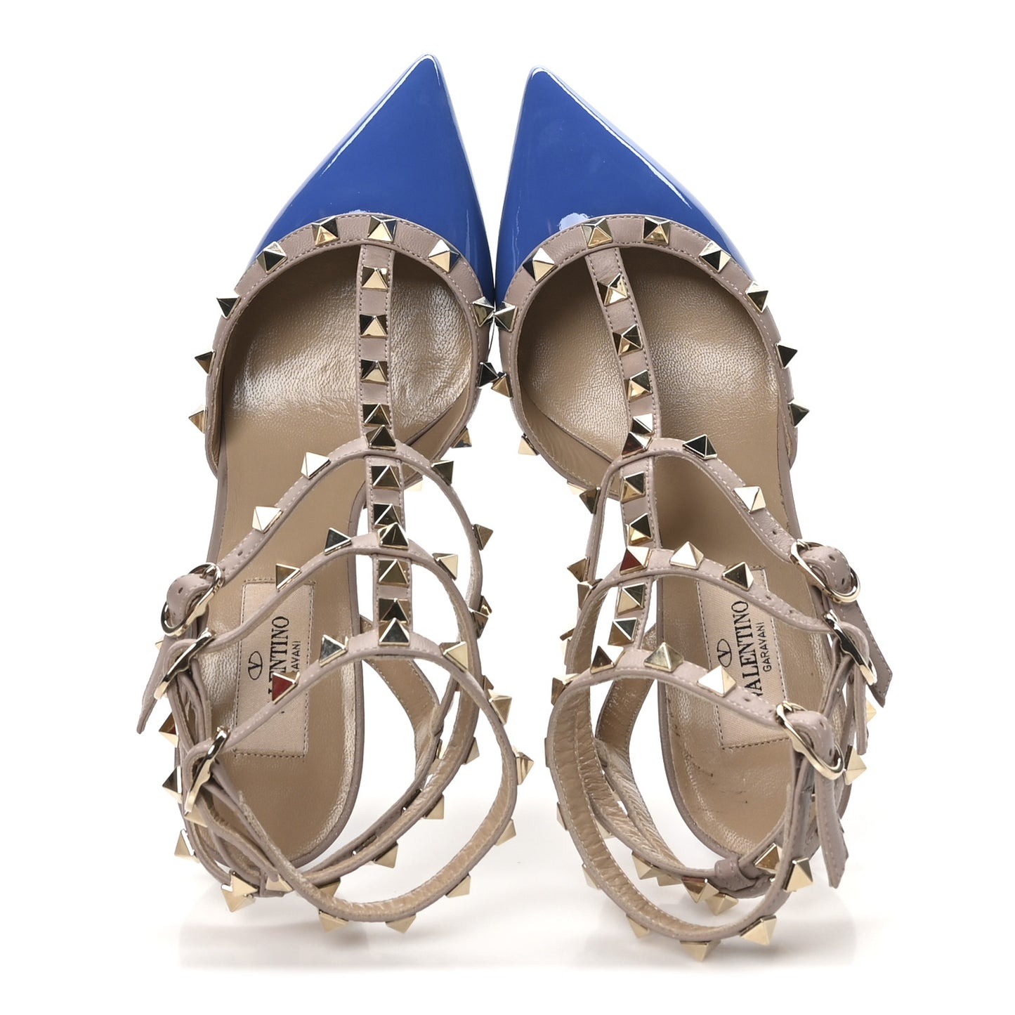 Patent Rockstud Ankle Strap 65mm Pumps 36.5 Indaco Poudre