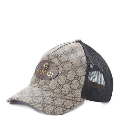 Gucci Soft GG Supreme Monogram Mesh Textured Dollar Calfskin Neo Vintage Rap Baseball Hat M Dark Brown Black 1 of 9