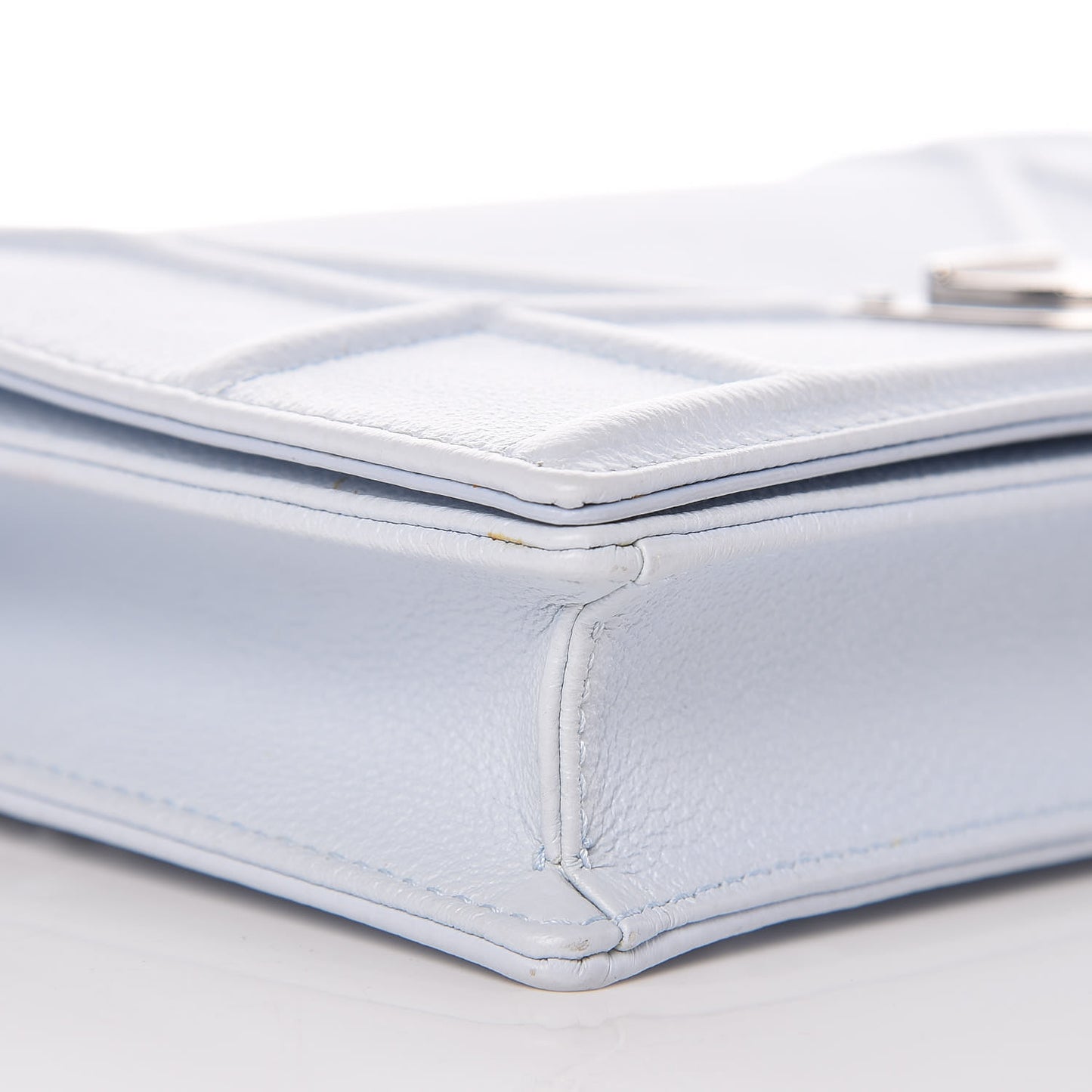 Grained Calfskin Diorama Wallet on Chain Pouch Light Blue