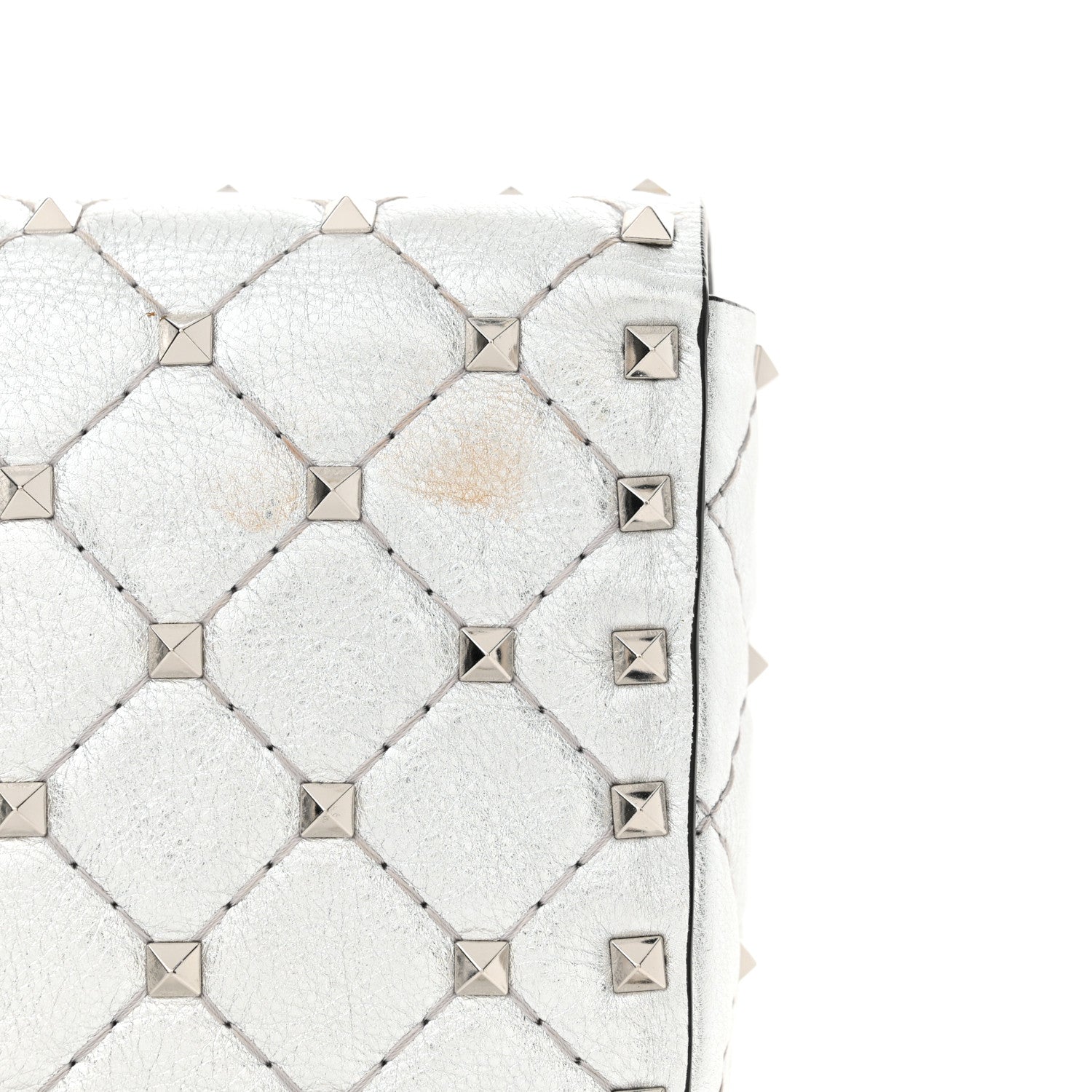 Valentino Garavani Metallic Nappa Rockstud Spike Shoulder Bag Silver 15 of 15