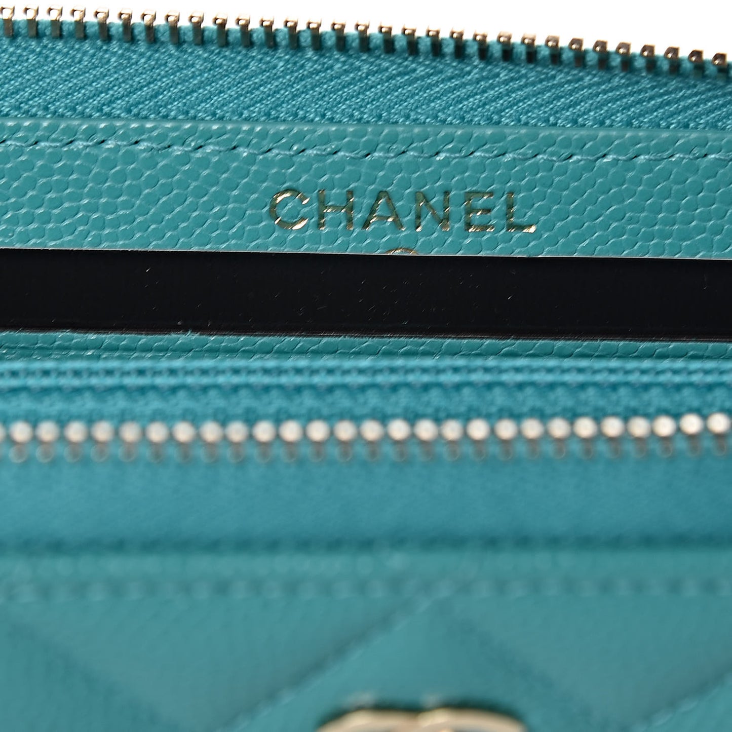Caviar Quilted Small Zip Around Wallet Turquoise