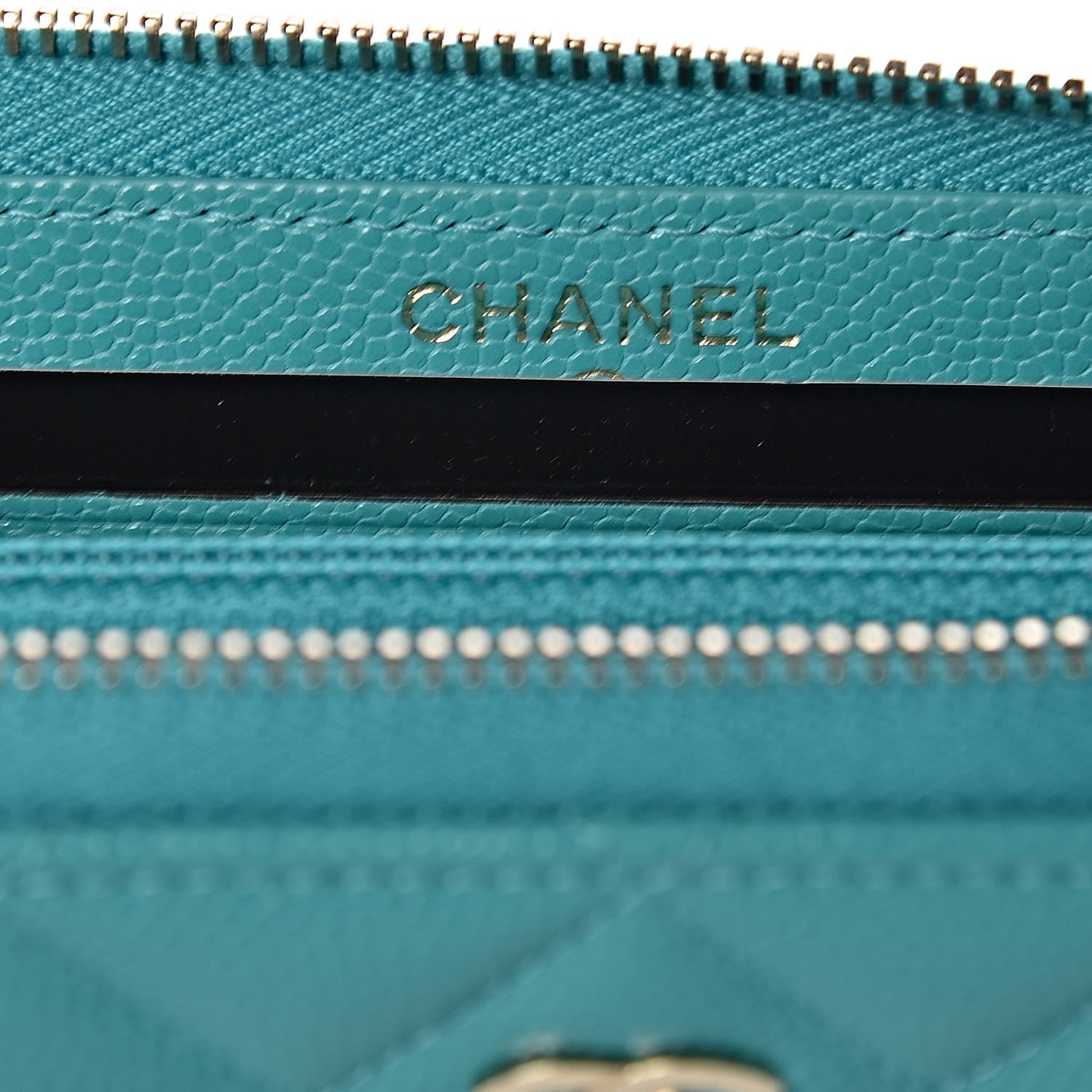 Chanel Caviar Quilted Small Zip Around Wallet Turquoise 6 of 9