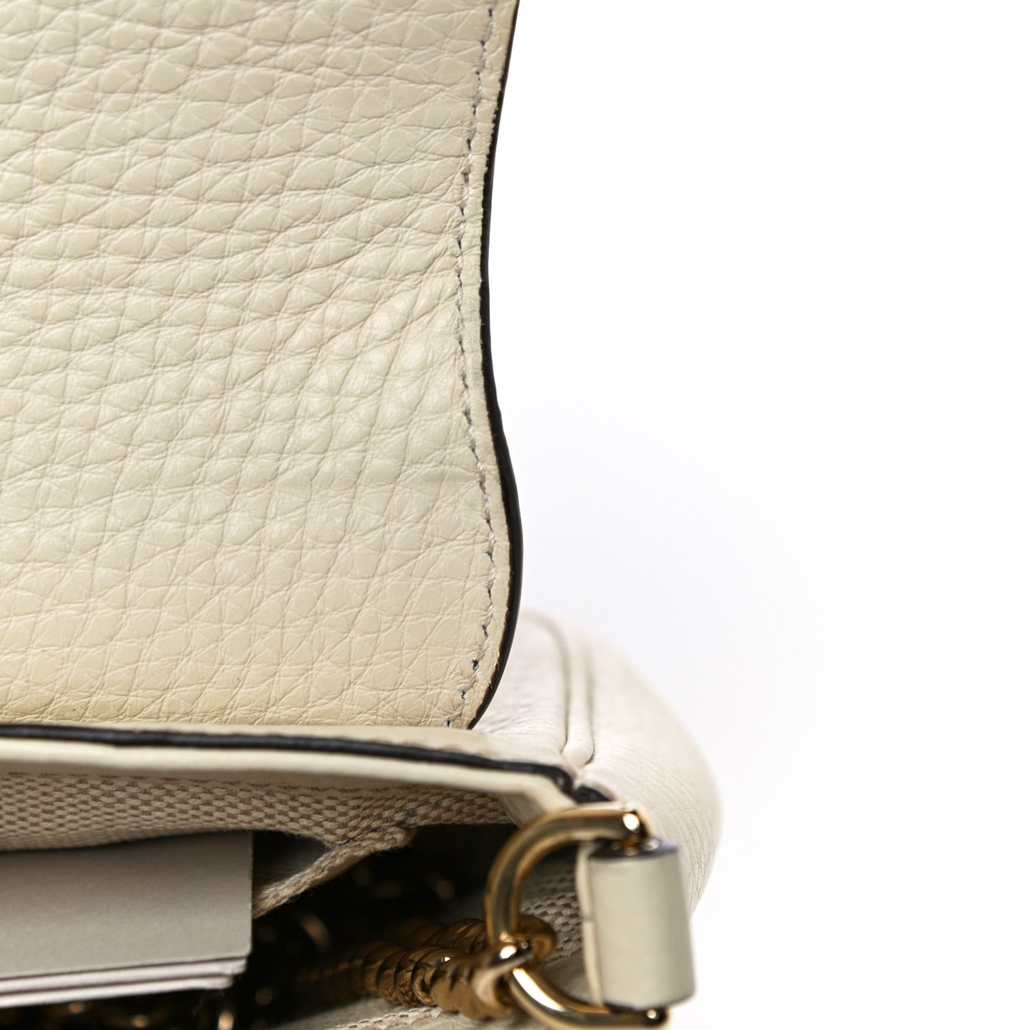 Pebbled Calfskin Small Soho Flap Crossbody Off White