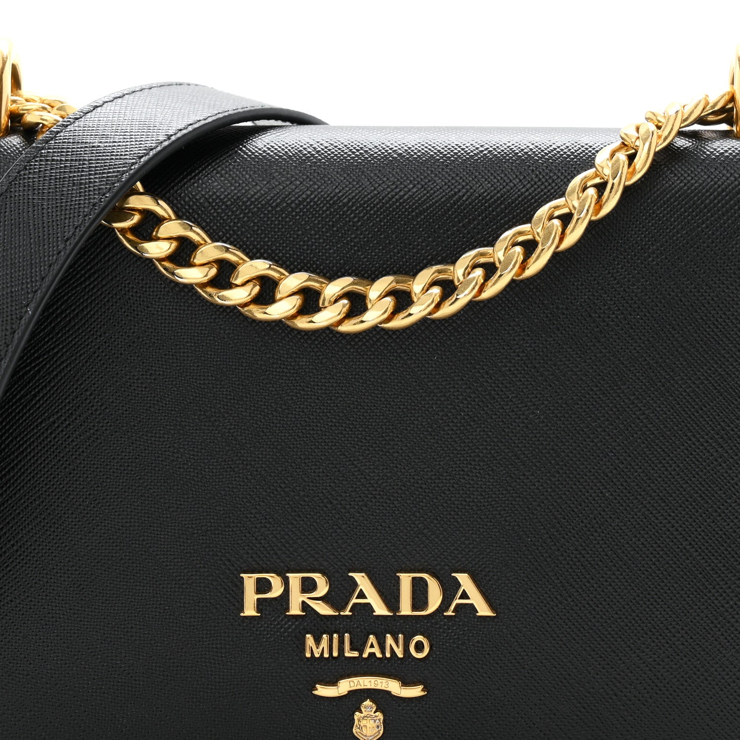 Prada Saffiano Chain Shoulder Bag Black 7 of 9