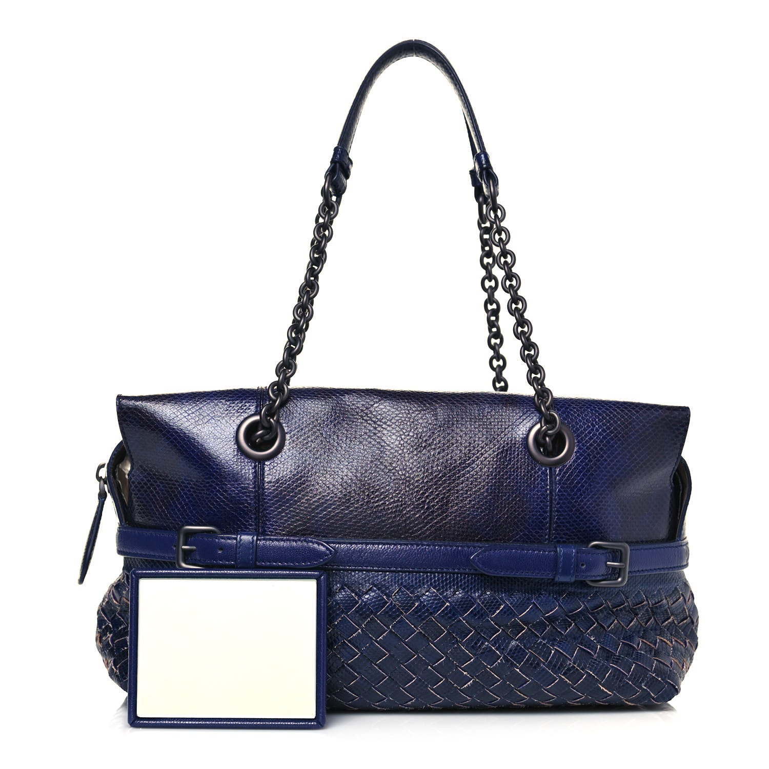 Bottega Veneta Ayers Intrecciato Chain Shoulder Bag Blue 1 of 12