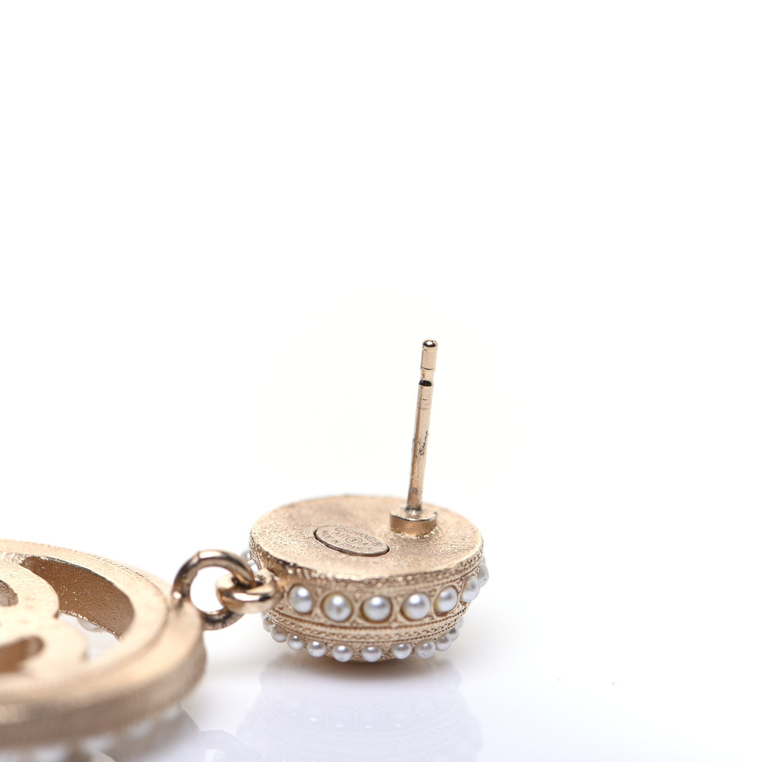 Chanel Pearl CC Drop Earrings Light Gold 7 of 8