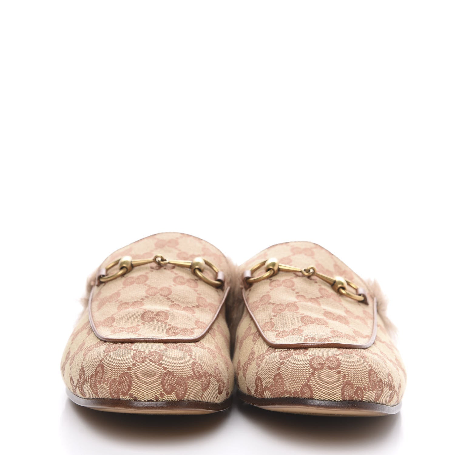 Gucci GG Monogram Fur Mens Princetown Slippers 10 Beige Ruggine Rust 2 of 9