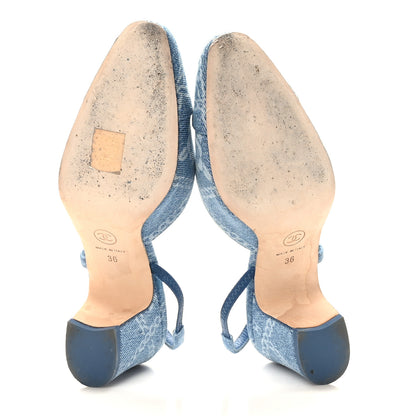 Chanel Denim Cap Toe Denim Slingback Pumps 36 Blue 5 of 8