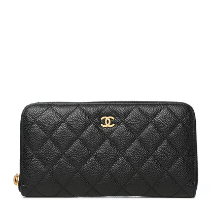 Chanel Caviar Quilted Large Gusset Zip Around Wallet Black 1 of 9