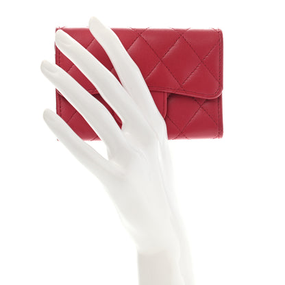 Chanel Lambskin Quilted Flap Card Holder Red 2 of 9
