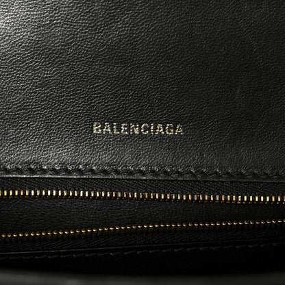 Balenciaga Shiny Calfskin Crocodile Embossed Small Hourglass Top Handle Bag Black 6 of 11