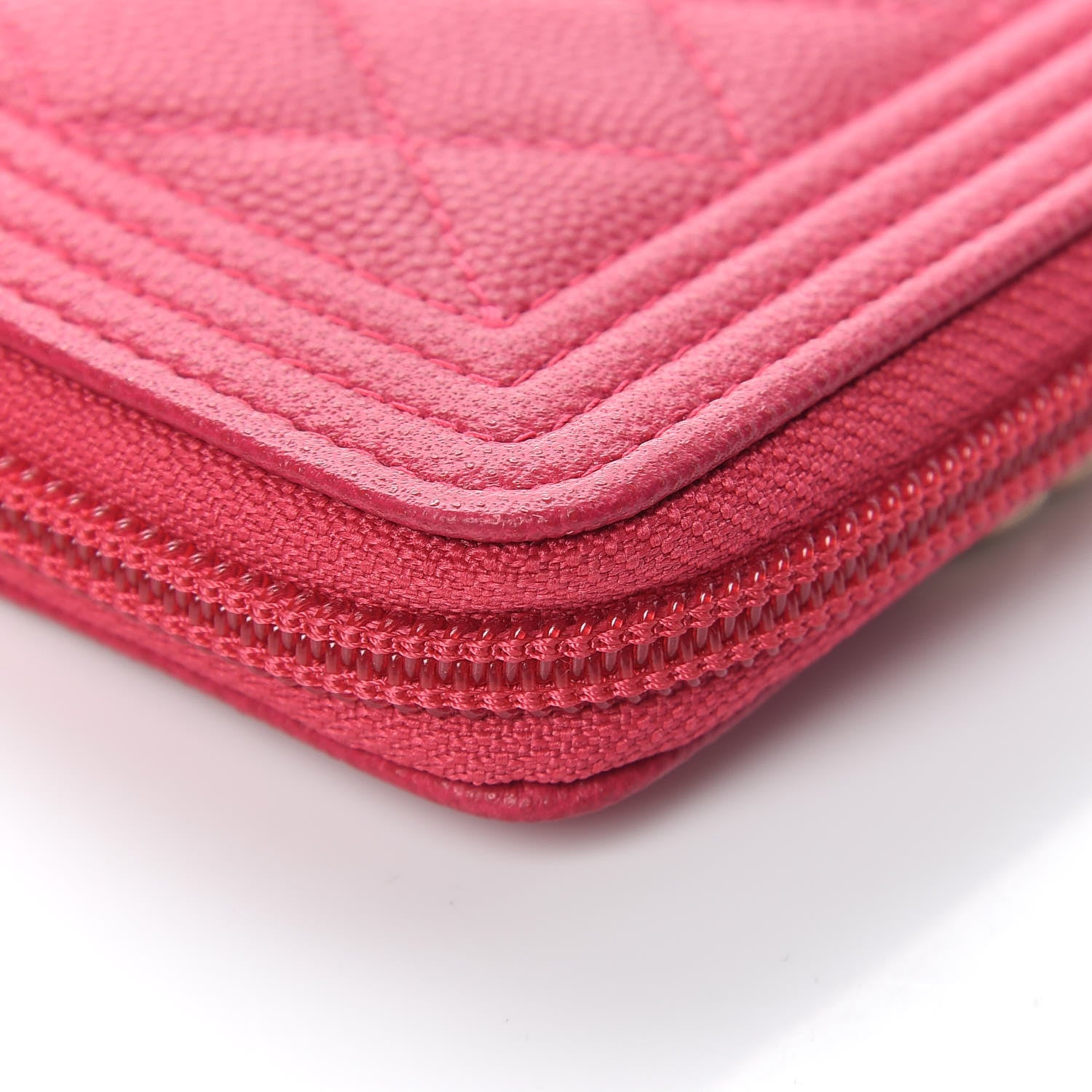 Chanel Caviar Quilted Boy Zip Around Coin Purse Wallet Fuchsia 11 of 12