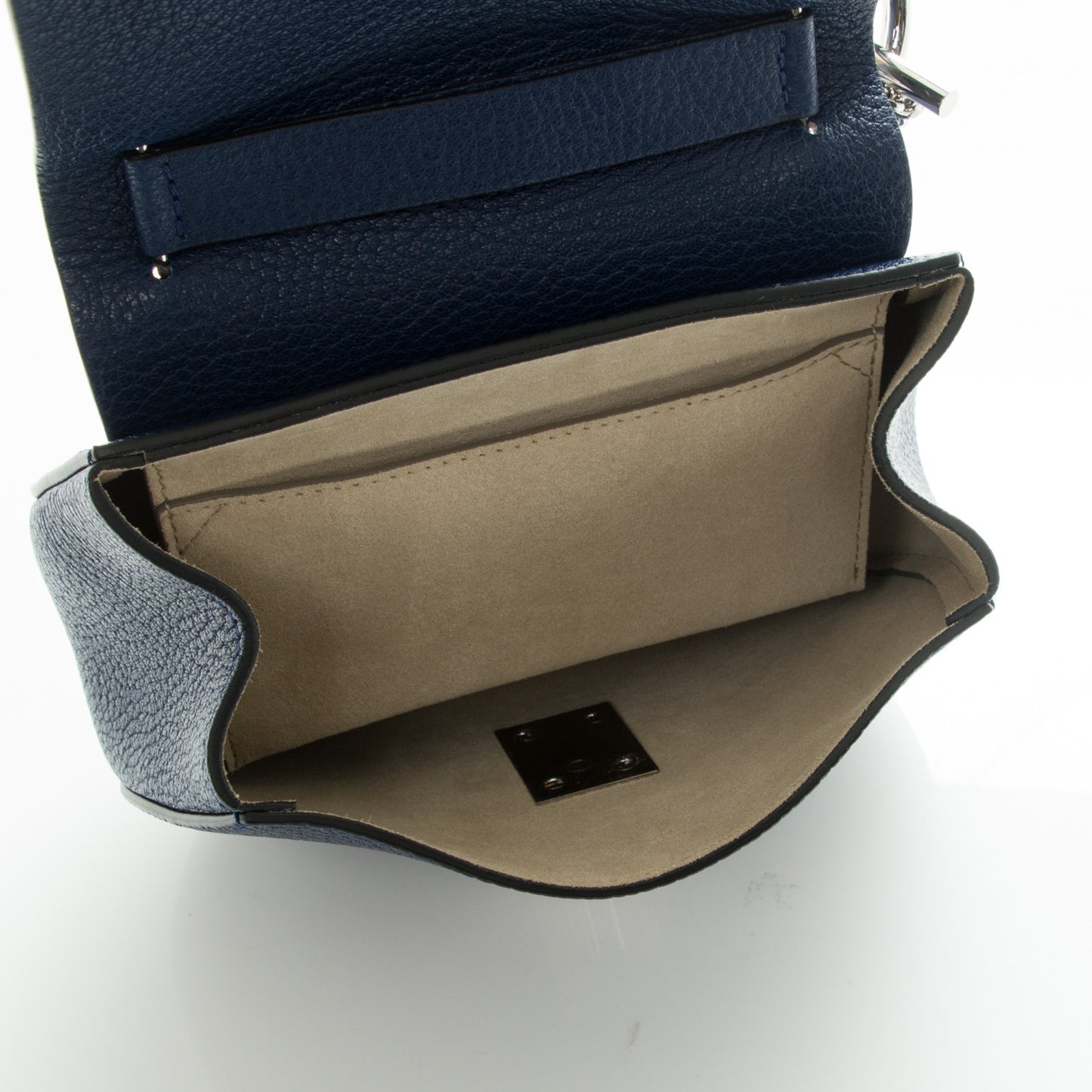 Grained Lambskin Mini Drew Shoulder Bag Royal Navy