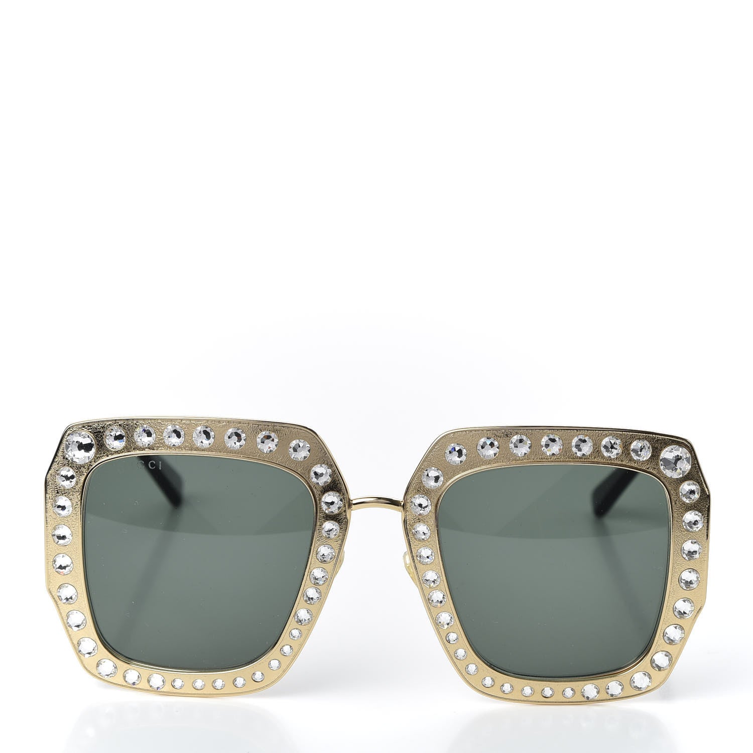 Gucci Metal Acetate Crystal Oversize GG0115S Sunglasses Gold 2 of 8