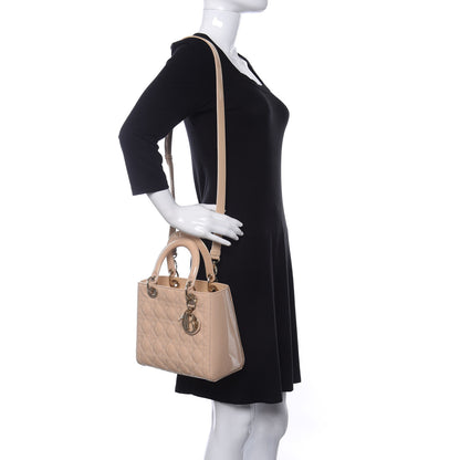 Christian Dior Patent Cannage Medium Lady Dior Beige 2 of 10