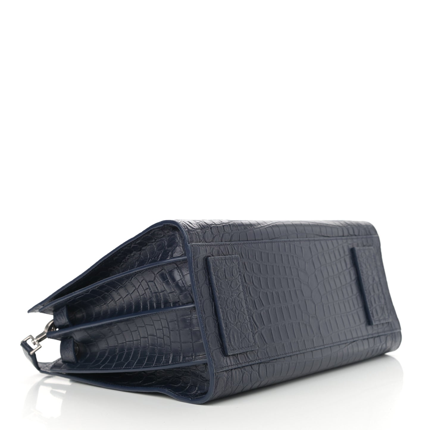 Calfskin Crocodile Embossed Small Supple Sac de Jour Navy