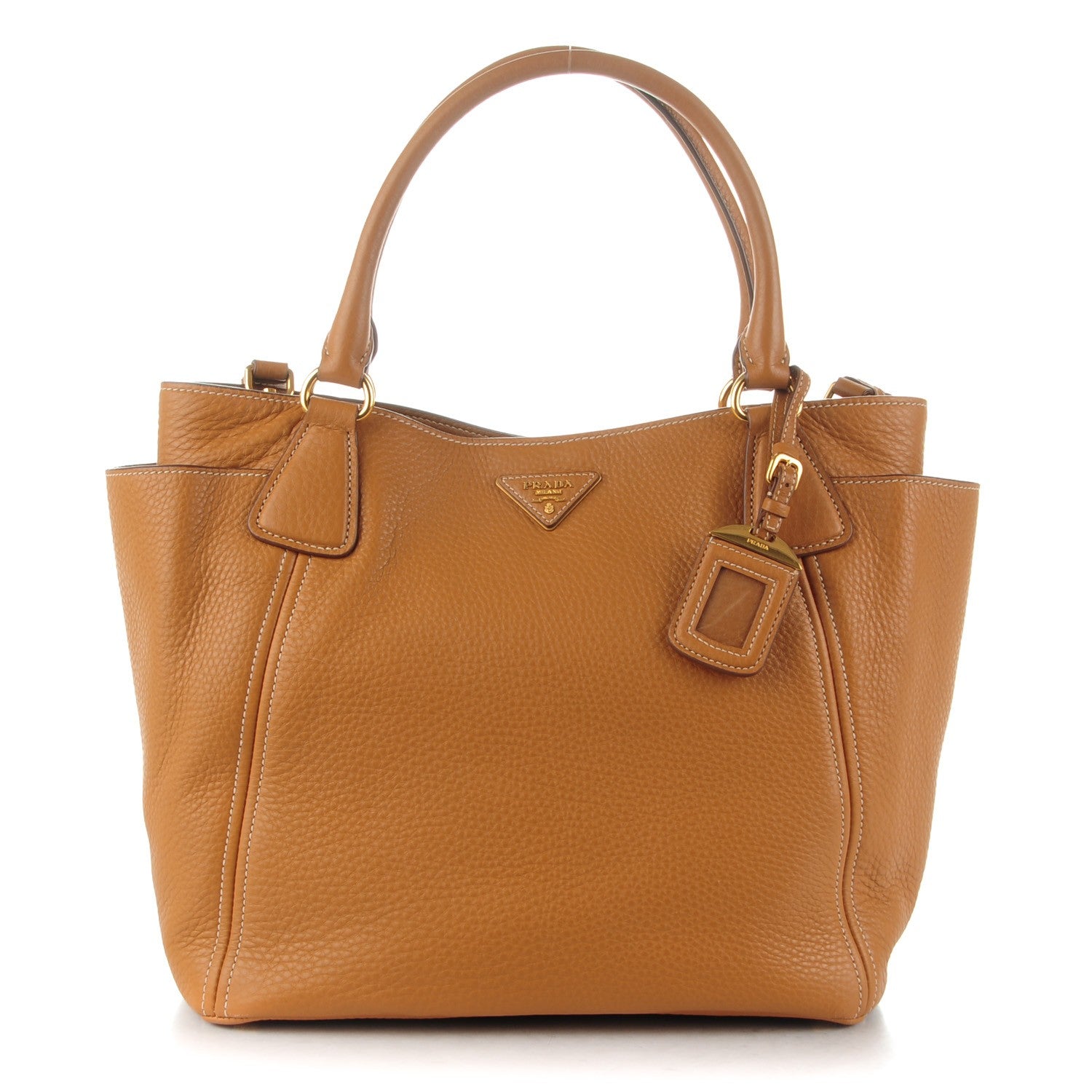 Prada Vitello Daino Side Pocket Tote Caramel 1 of 14