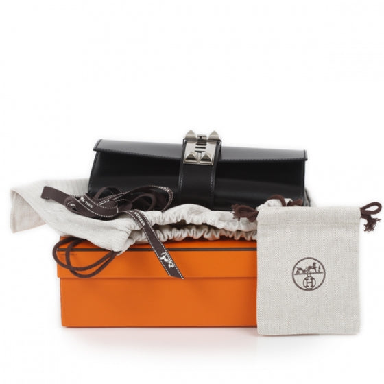 Hermes Box Leather Medor Clutch Black 9 of 11