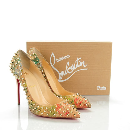 Christian Louboutin Cork Patent Bloom Print Follies Spikes 100 Pumps 39.5 Version Multicolor 8 of 8