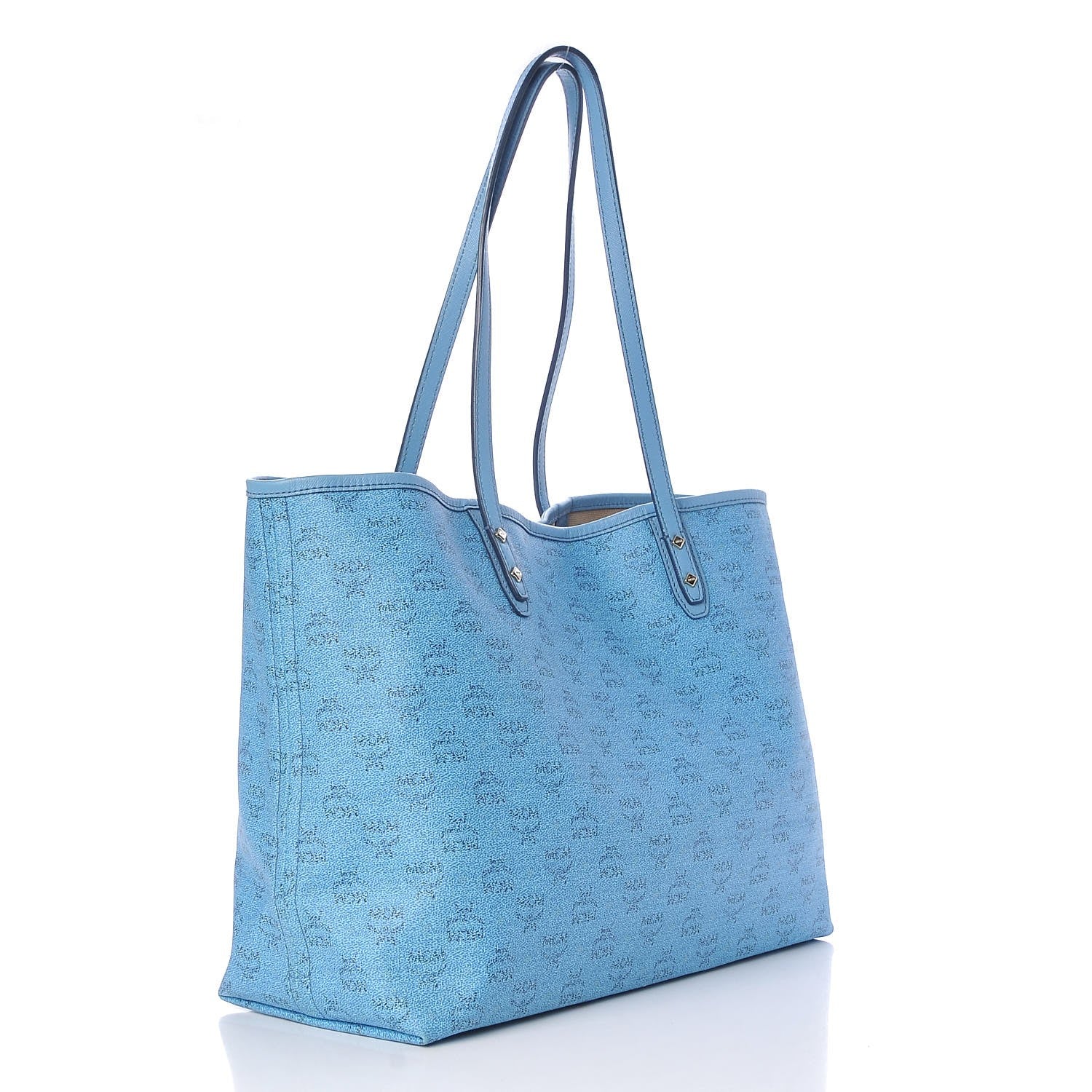 MCM Coated Canvas Shopper Tote Blue 3 of 15