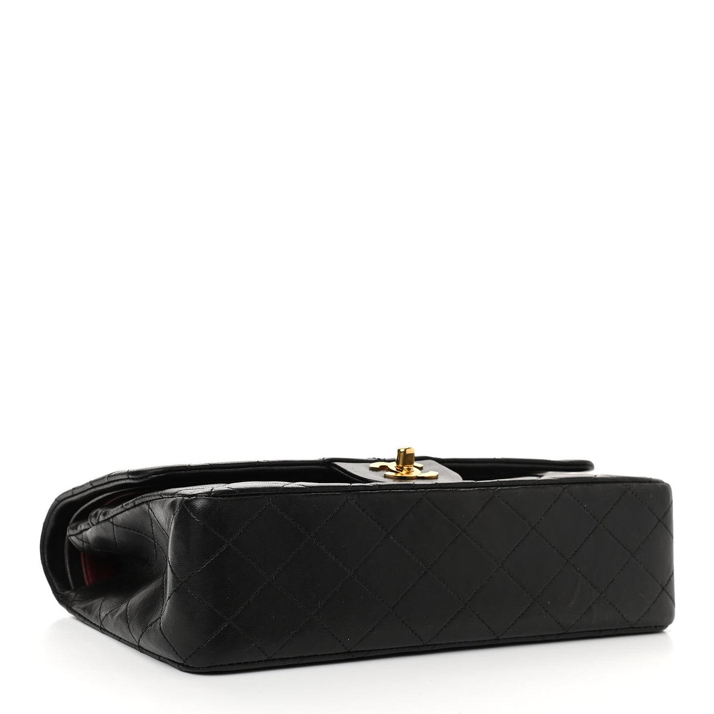 Lambskin Quilted Medium Double Flap Black