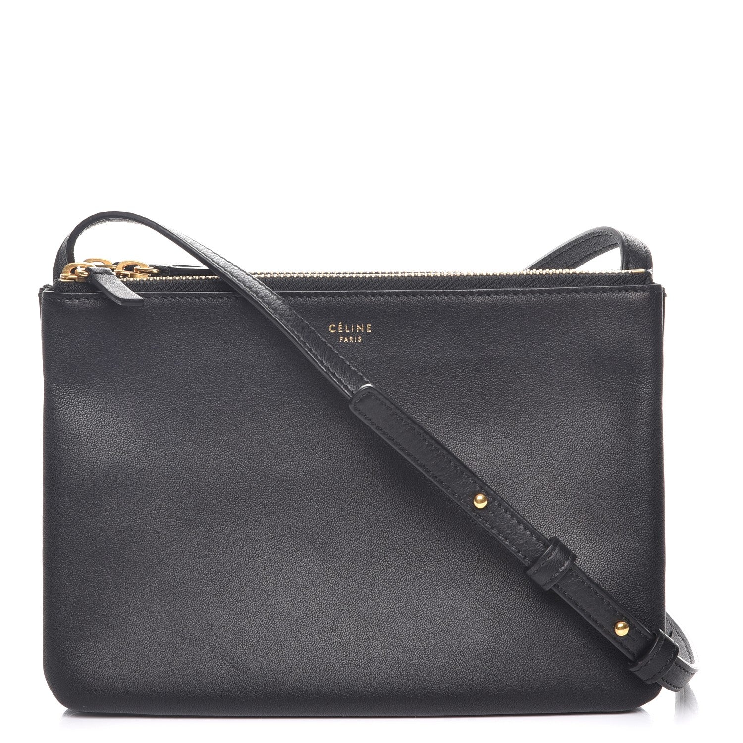 Celine Lambskin Small Trio Crossbody Bag Black 1 of 10