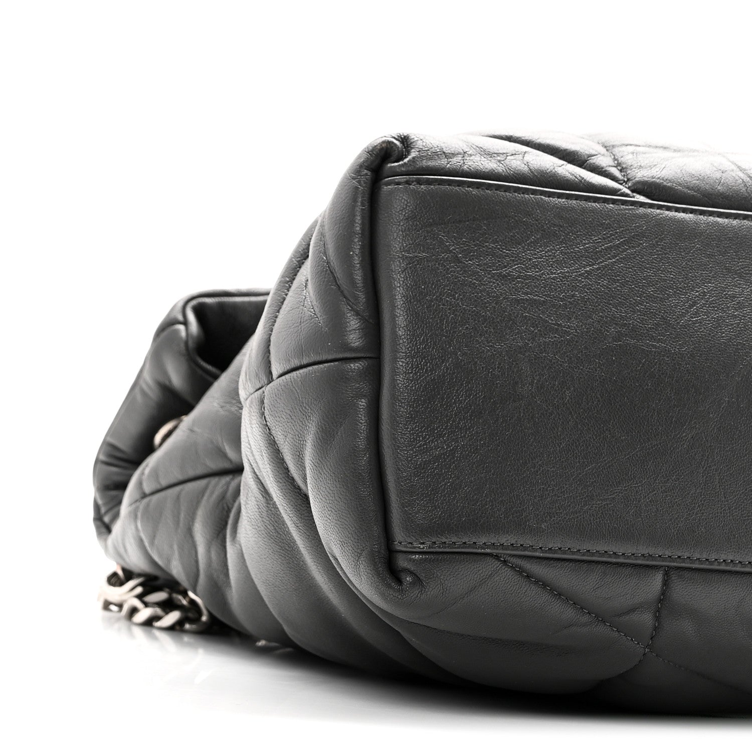 Saint Laurent Calfskin Quilted Medium Loulou Puffer Monogram Chain Satchel Storm 9 of 10