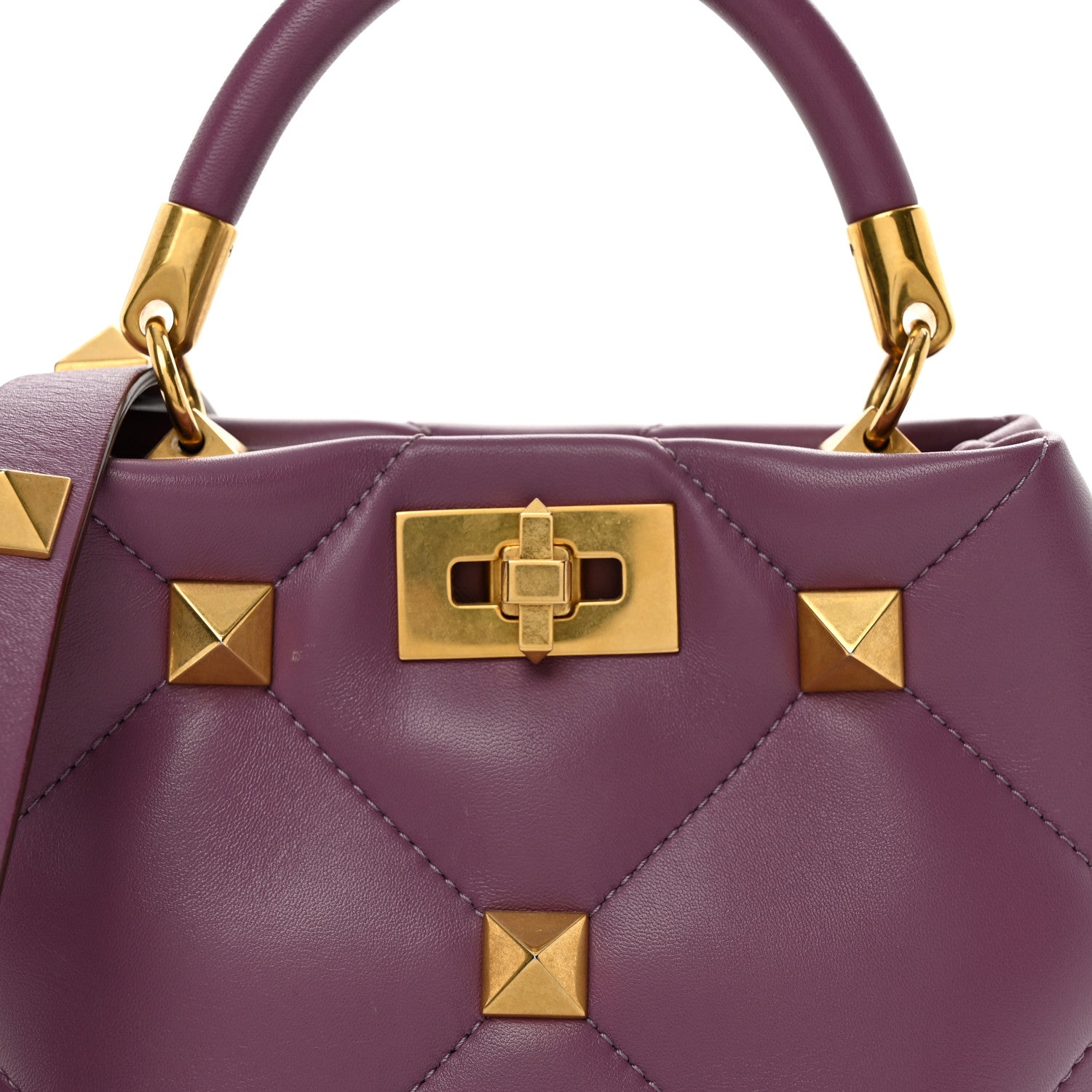 Valentino Garavani Nappa Small Roman Stud The Handle Bag Prune 7 of 9