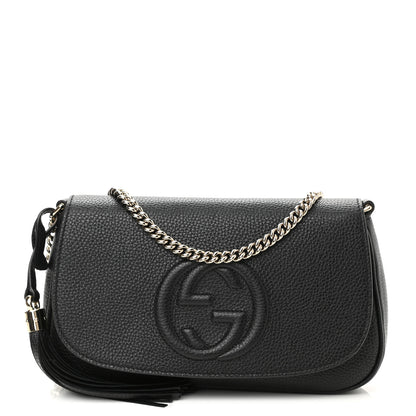 Gucci Pebbled Calfskin Medium Soho Flap Crossbody Black 1 of 8