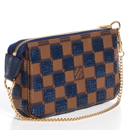 Louis Vuitton Damier Paillettes Mini Pochette Accessories Blue 3 of 8