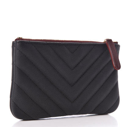 Chanel Caviar Chevron Quilted Small Cosmetic Case Black 3 of 8