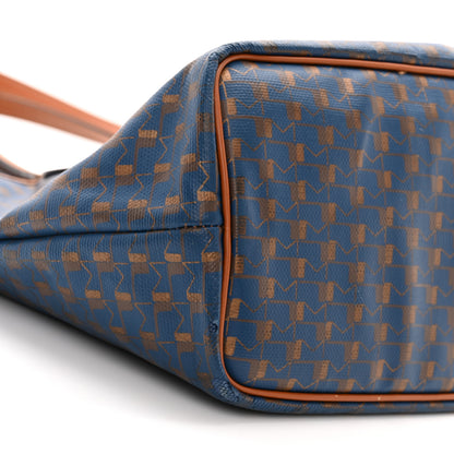 Moynat Grained Calfskin Canvas 1920 Oh! Tote Ruban Duo MM Indigo Bronze Cognac 9 of 15