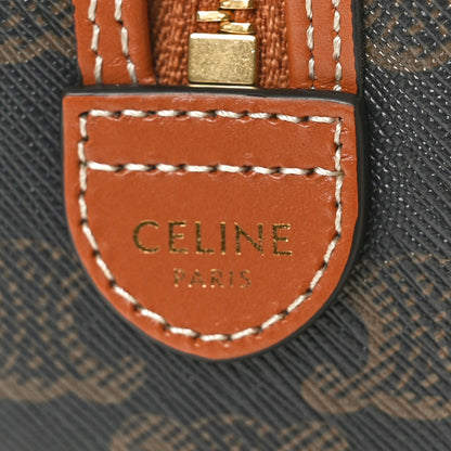 Celine Triomphe Canvas Calfskin Small Boston Bag Tan 6 of 9