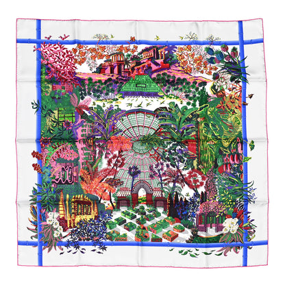 Hermes Silk Jardins D Hiver Scarf 90 Gris Vert Rose 1 of 5