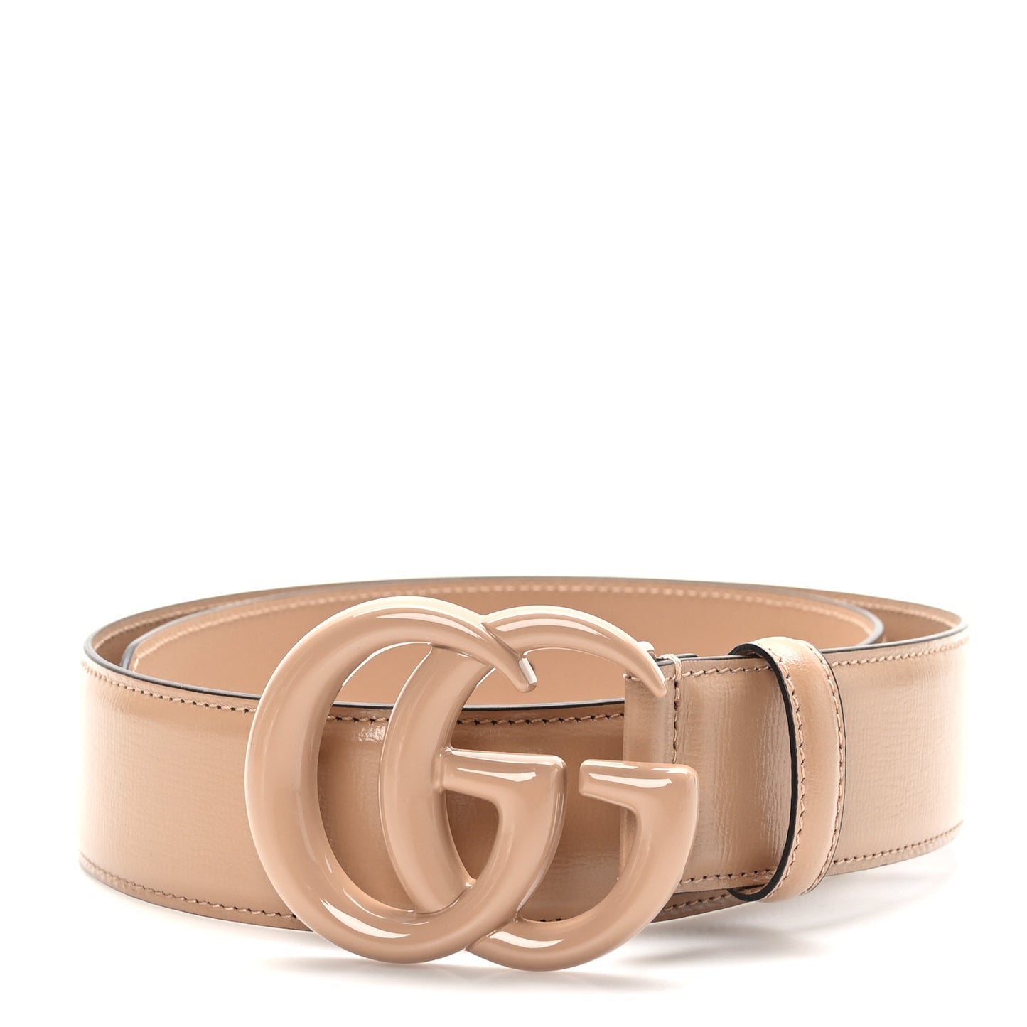 Azalea Calfskin Enamel Monochrome Double G 40mm Belt 75 30 Camelia