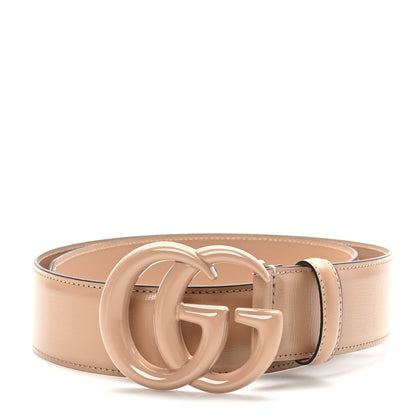 Gucci Azalea Calfskin Enamel Monochrome Double G 40mm Belt 75 30 Camelia 1 of 5