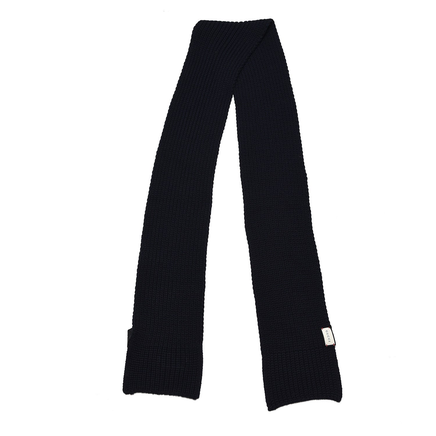 Gucci Wool Knit Scarf Navy 3 of 5