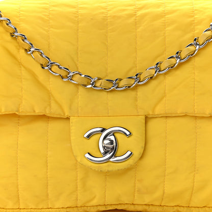 Chanel Nylon Vertical Quilted Jumbo Flap Yellow 9 of 16